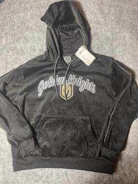 New Vegas Golden Knights NHL Women's Velour Pullover Hoodie - Black